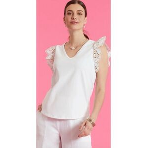 Tyler‎ Boe Women Size Small Erin Eyelet Sleeve Tee Top White *No Tag* Feminine